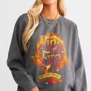 Johnny Cash Ring Of Fire Band Pullover Crewneck Unisex XL
